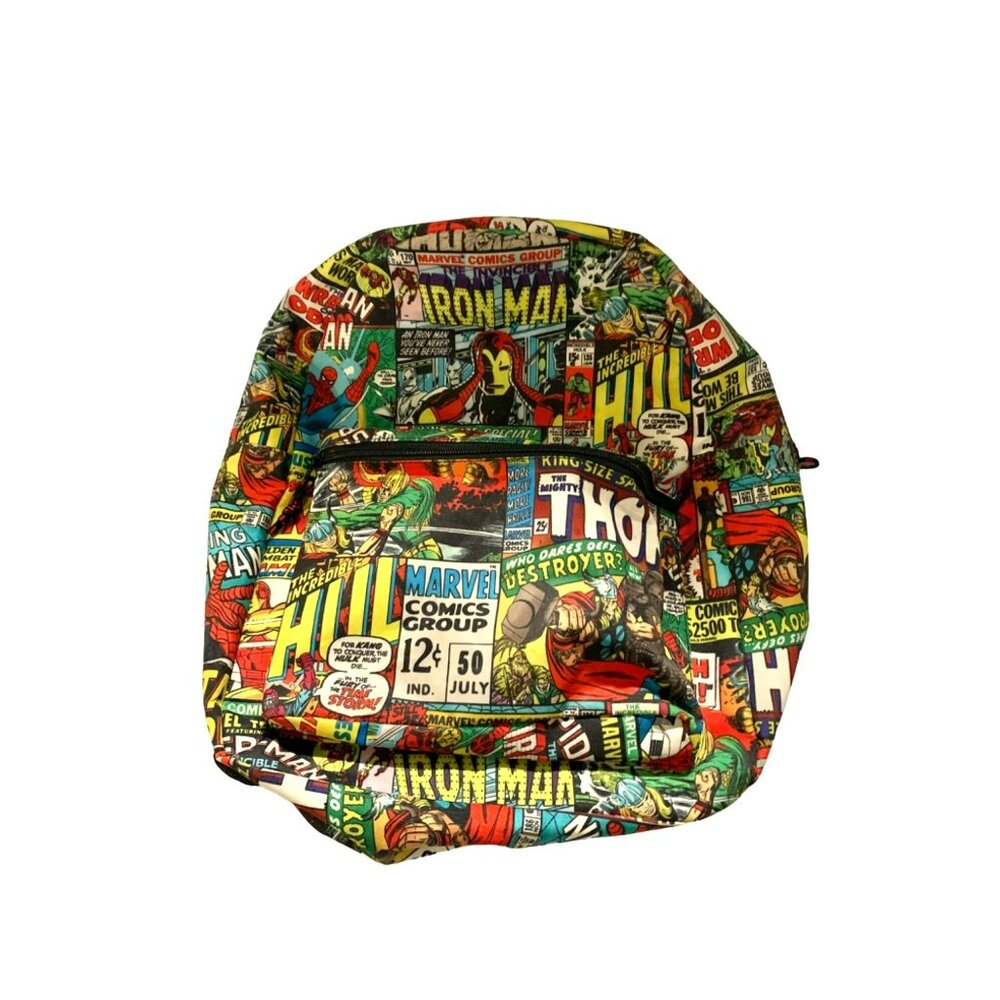 Retro Marvel Comics Backpack With Iron Man & Hulk Design